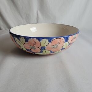 Large Floral Porcelain Serving Bowl Floral Design Made In Portugal